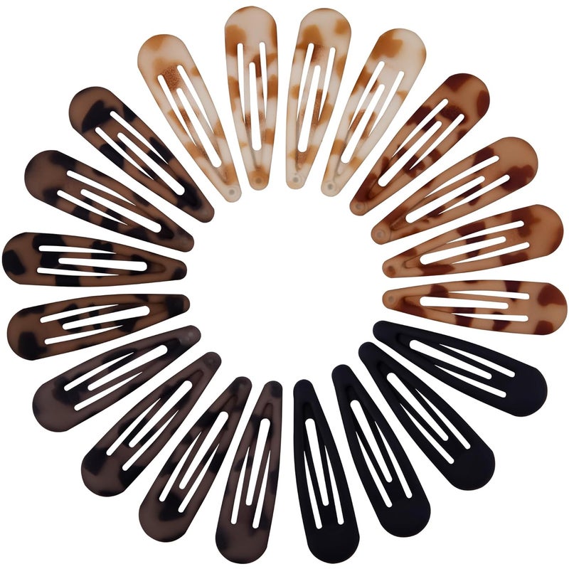 Cptots Small Hair Barrettes For Women No Slip Metal Snap Clips For Thin And Fine Hair,Matte Black Tortoiseshell,20 PCS,1.97 x 0.5 Inch. - Image 1